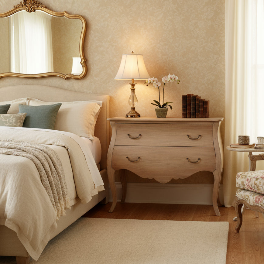 Vintage Mahogany 2 Drawer Bombe ChestVIN174-Uneeka